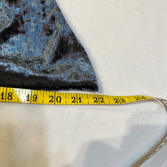 Slate Blue Crushed Velvet V-Neck Romper Ties Around Neck Size M - Picture 5 of 8